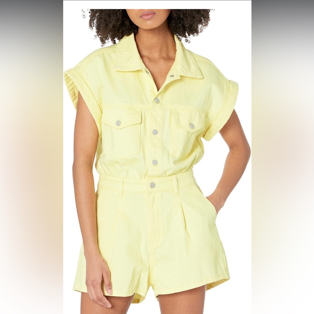 Blank NYC Yellow Button-Up Romper